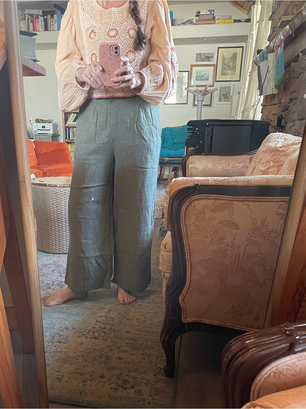 Linen Wide Leg Pull-on Pants
